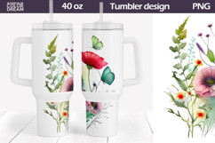 Watercolor Floral Tumbler 40 Oz | Wildflowers Tumbler 40 oz Product Image 1