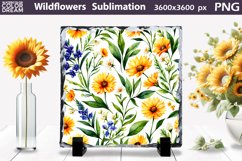Watercolor Wildflowers Sublimation | Slate Sublimation Desig Product Image 1