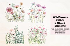 Wildflowers Clipart Vol. 2.9, 4 PNG Product Image 1