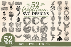 Summer Wildflower SVG Bundle | 52 Floral Designs Product Image 1