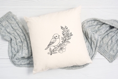 Sparrow on Branch Embroidery Design: Wildlife Sketch Pattern Product Image 4
