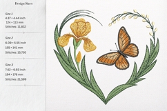 Floral Heart Embroidery Design - Iris Embroidery Pattern Product Image 2