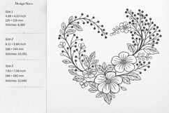 Floral Heart Embroidery Design: Wildlife Sketch Pattern Product Image 2