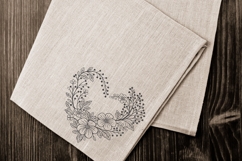 Floral Heart Embroidery Design: Wildlife Sketch Pattern Product Image 4