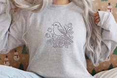 Rose Branch Embroidery Design: Wildlife Sketch Pattern Product Image 4