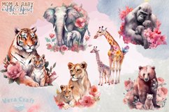 Mom &amp; Baby Wildlife Animal Watercolor Clipart - 12 Variation Product Image 1