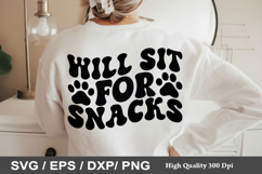 Will sit for snacks - Dog Bandana SVG Design Product Image 1