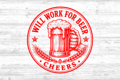 Will Work For Beer SVG - Funny Beer Coaster Cut File Product Image 2