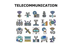 Telecommunication Technology Icons Set Vector Product Image 1