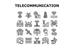 Telecommunication Technology Icons Set Vector Product Image 1