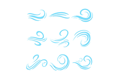 Wind gust and air flow icon set Product Image 1