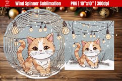 Christmas Wind spinner Sublimation | Cute cat with lights Product Image 1