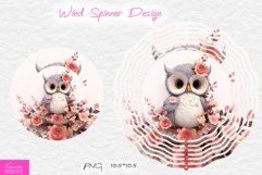 3d Owl Wind Spinner Sublimation|Pink Floral Design Product Image 1