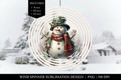 Snowman Wind Spinner Sublimation Design PNG - Various Sizes Product Image 1