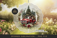 Vintage Red Truck Wind Spinner PNG Sublimation File Product Image 1