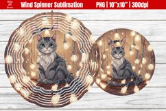 Christmas Wind spinner Sublimation | Cute cat with lights Product Image 1