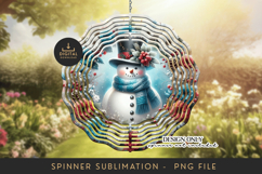 Festive Snowman Wind Spinner PNG Sublimation Design Product Image 1