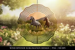 Horse Wind Spinner PNG, Wild Horses Garden Spinner Product Image 1