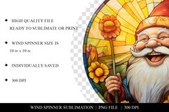 Gnome Stained Glass Wind Spinner Sublimation Design PNG Product Image 2