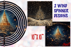Christmas wind spinner sublimation, gold Christmas tree PNG Product Image 1