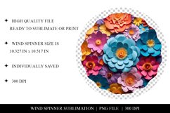 Rainbow Paper Flowers Wind Spinner Sublimation PNG Product Image 2