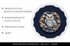 Paper Cut Woodland Owl Wind Spinner PNG For Sublimation Product Image 2