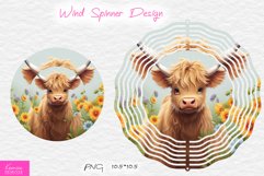 Highland Cow with Sunflowers Wind Spinner Sublimation Product Image 1