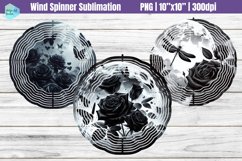 Black Flowers Wind Spinner Sublimation Product Image 1