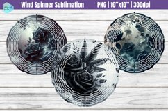 Black Flowers Wind Spinner Sublimation Product Image 1