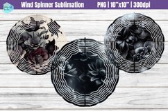 Black Flowers Wind Spinner Sublimation Product Image 1