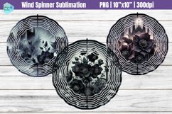 Black Flowers Wind Spinner Sublimation Product Image 1
