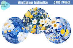 Blue flowers Wind Spinner Sublimation Product Image 1
