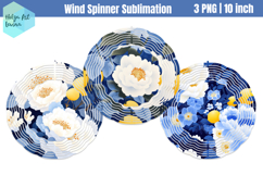 Blue flowers Wind Spinner Sublimation Product Image 1