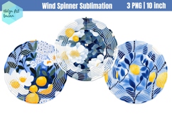 Blue flowers Wind Spinner Sublimation Product Image 1