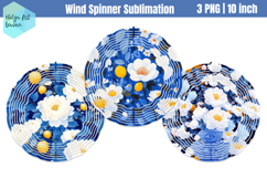 Blue flowers Wind Spinner Sublimation Product Image 1