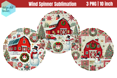 Cristmas Red Barn pachwork Wind Spinner Product Image 1