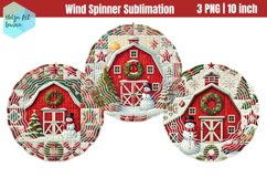 Cristmas Red Barn pachwork Wind Spinner Product Image 1