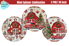 Cristmas Red Barn pachwork Wind Spinner Product Image 1