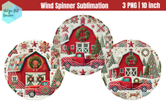 Cristmas Red Barn pachwork Wind Spinner Product Image 1