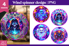 Vibrant cartoon skull wind spinner, Halloween wind spinner Product Image 1