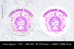Unicorn Music Wind Spinner Sublimation Design PNG Product Image 1