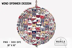 Patriotic Cats Wind Spinner 4th of July PNG Product Image 1