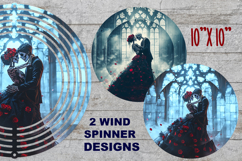 Skeleton couple wind spinner sublimation Gothic floral PNG Product Image 1