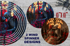 Skeleton couple wind spinner sublimation Gothic floral PNG Product Image 1