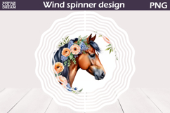 Watercolor Horse Wind Spinner | Horse Floral Wind Spinner Product Image 3