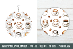 Watercolor Coffee Wind Spinner | Wind Spinner sublimation Product Image 1