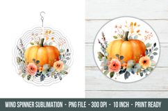 Watercolor Flower Pumpkin Wind Spinner | Wind Spinner Png Product Image 1