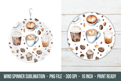 Watercolor Coffee Wind Spinner | Wind Spinner sublimation Product Image 1