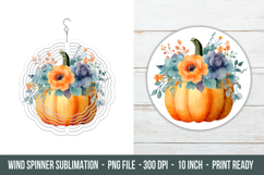 Watercolor Flower Pumpkin Wind Spinner | Wind Spinner Png Product Image 1