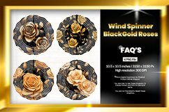 Black Roses Wind Spinner Sublimation Design - 04 Variations Product Image 1